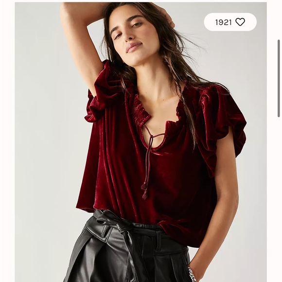 Free People Terese Velour Crop Top in Deep Teal Size Small - Picture 2 of 4